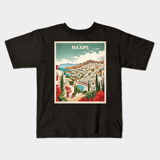 Naxos Greece Tourism Vintage Travel Poster Kids T-Shirt by TravelersGems